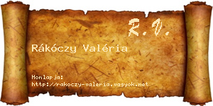 Rákóczy Valéria névjegykártya